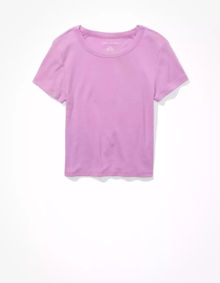 T Shirts American Eagle AE Hey Baby Tee Violette Femme | UZB-33574256